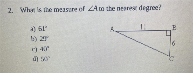 A) 61° b) 29° C) 40° d) 50°-example-1