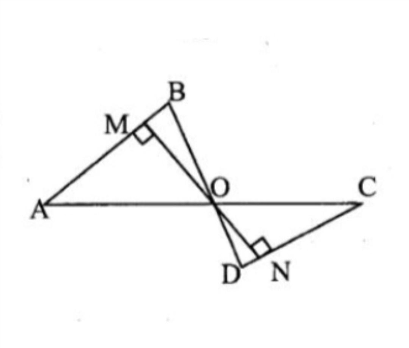 OM is height of AOB, and ON is height of DOC. OM=ON (point O is on line AC). AM=4.2cm-example-1