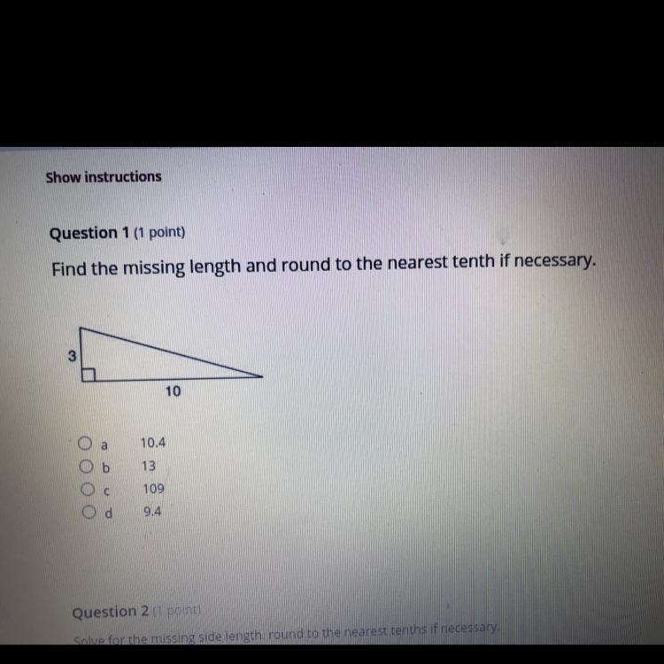 Find the missing length and round to the nearest tenth if necessary-example-1