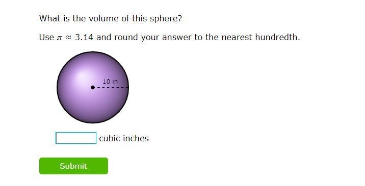 What is the volume of this sphere? Use ​ ≈ 3.14 and round your answer to the nearest-example-1