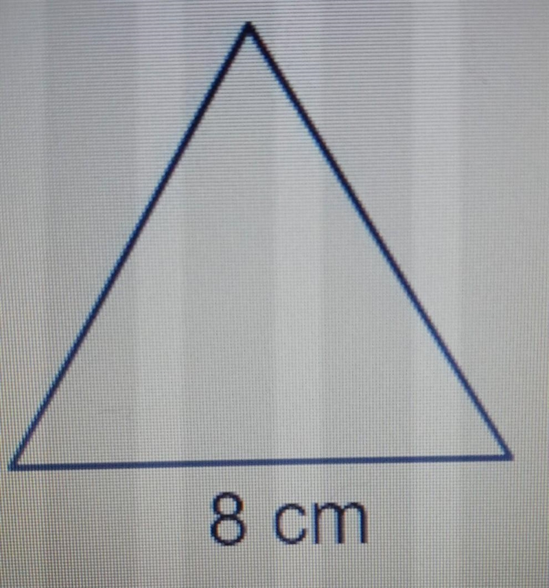 What is the area of an equilateral triangle with the base of 8 cm? Round your answer-example-1