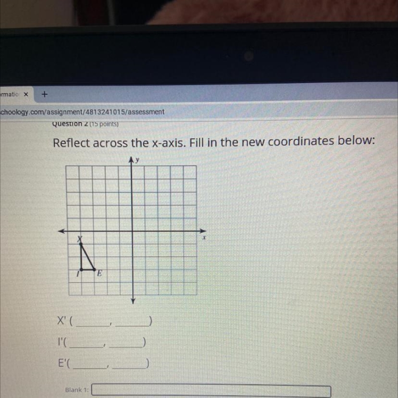 Reflect across the x-axis. Fill in the new coordinates below:-example-1