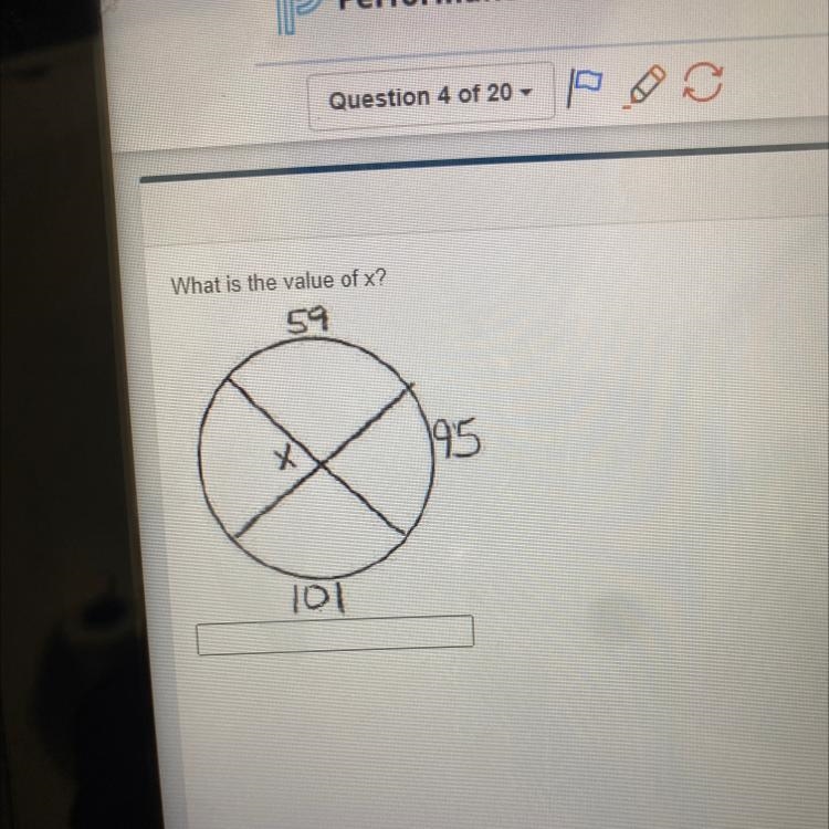 What is the value of x? 59 95 101-example-1