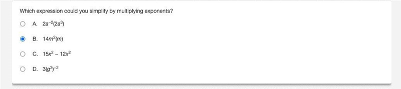 Which expression could you simplify by multiplying exponents?-example-1