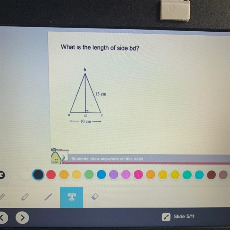 What is the length of side bd? b 13 cm a d C 10 cm-example-1