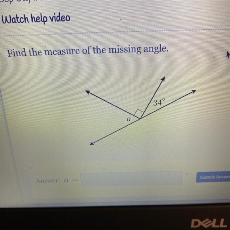 Find the measure of the missing angle.-example-1