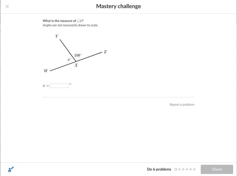 What is the measure of \angle x∠xangle, x? Angles are not necessarily drawn to scale-example-1