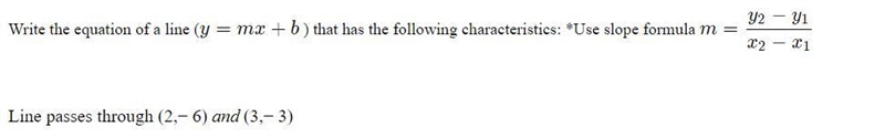 Write the equation of a line (y=mx+b ) that has the following characteristics: ​ Line-example-1