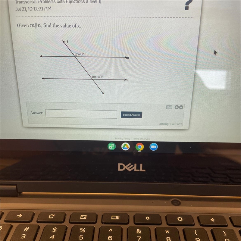 Given m|n, find the value of x. t (x-1) (8x-14) Answer: Submit Answer attempt 1 out-example-1