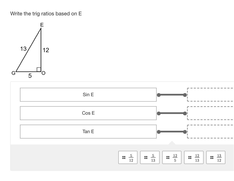 Write the trig ratios based on E-example-1