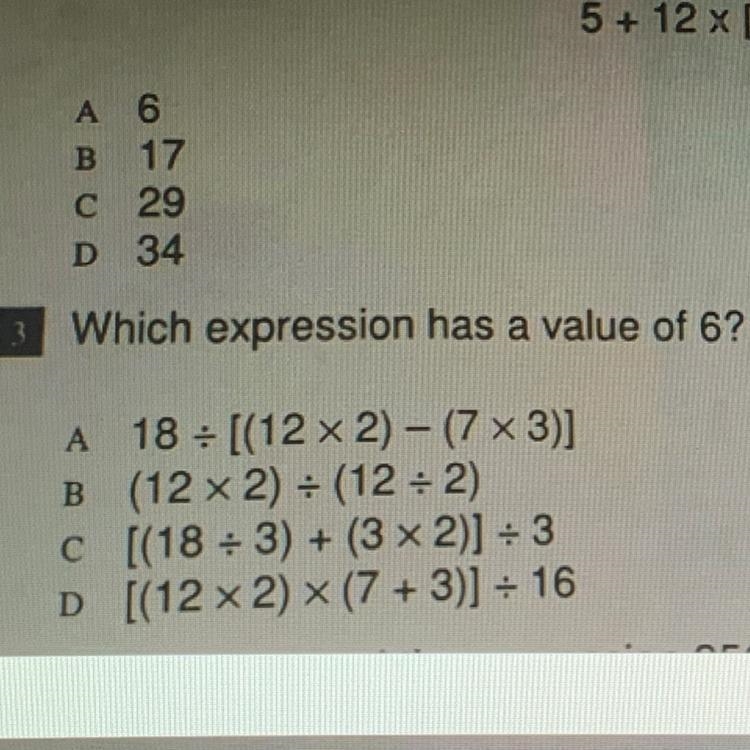 3. Which expression has a value of 6-example-1