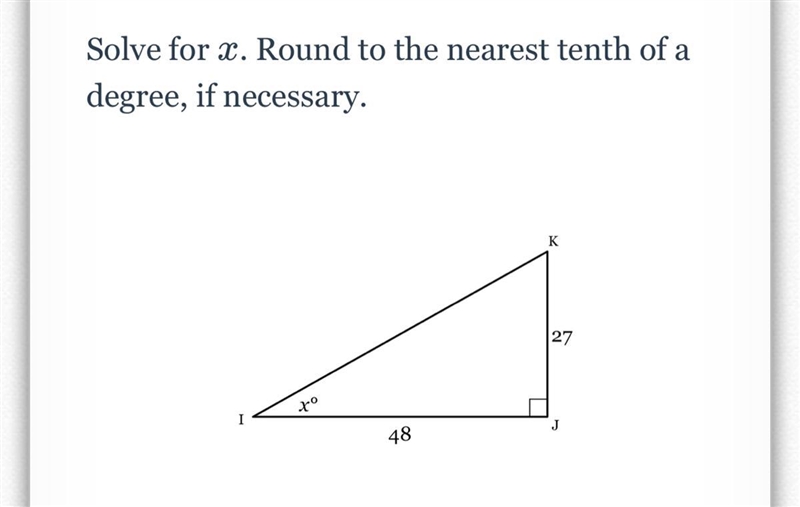 Solve for x. Round to the nearest tenth of a degree, if necessary-example-1