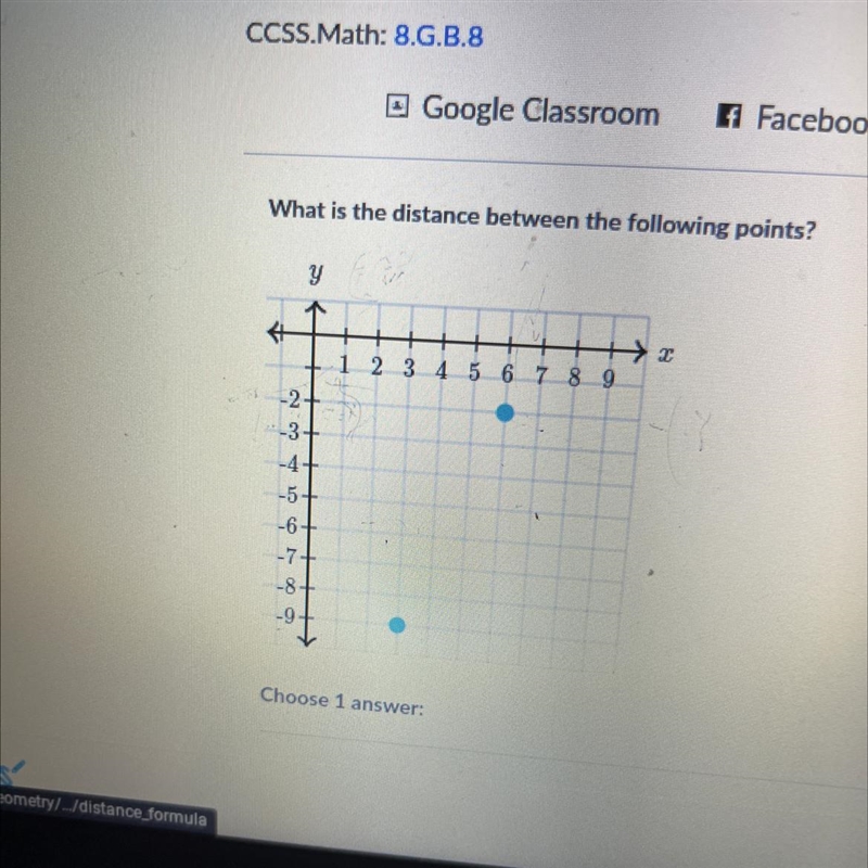 What is the distance between the following points? Answer choices A 9 B 10 C square-example-1