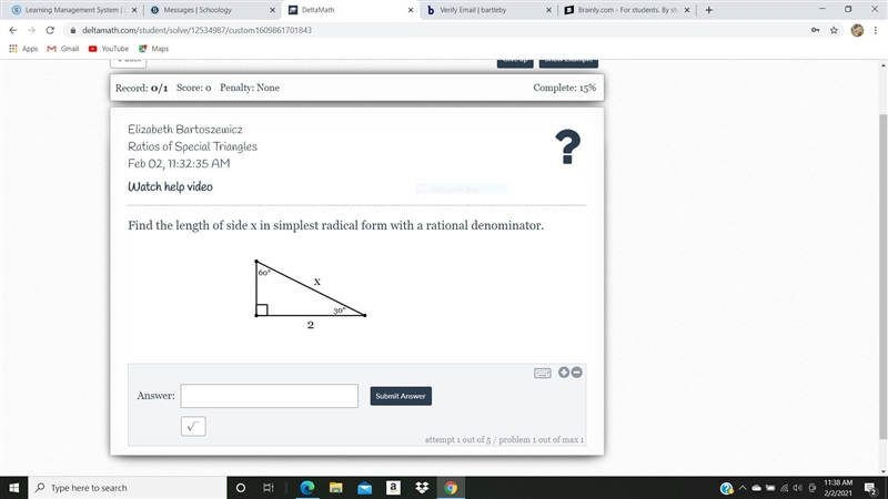 i need help with ratios of special triangles i was able to teach myself how to do-example-1