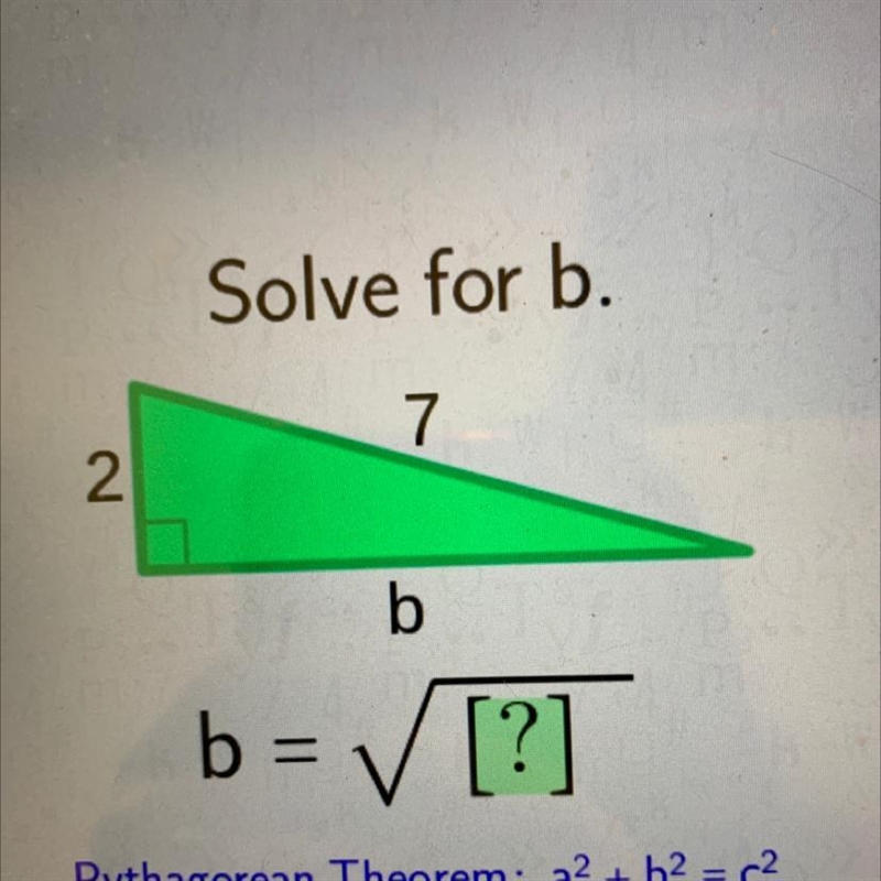 Solve for b using the pythagorean theorem SOMEONEEEE PLZ HELPPP-example-1