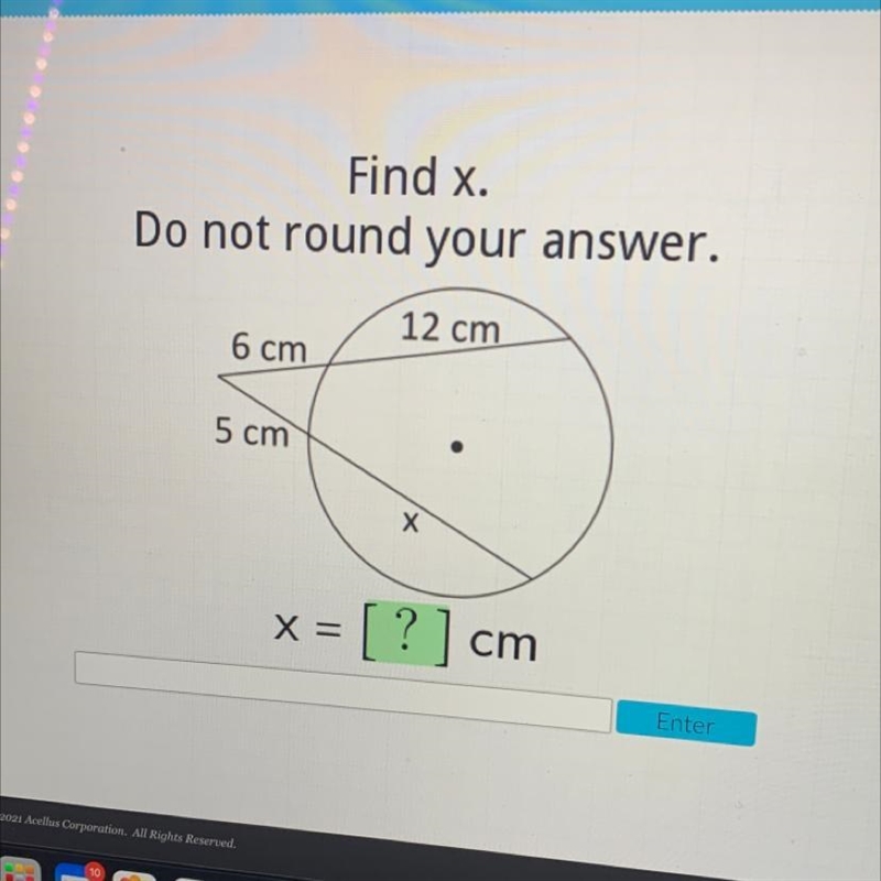 Find x. Do not round your answer. 12 cm 6 cm-example-1