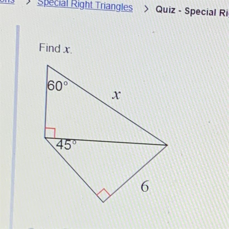 Find x. A. 4/6 B. 6 c. 4√3 D.3/2-example-1