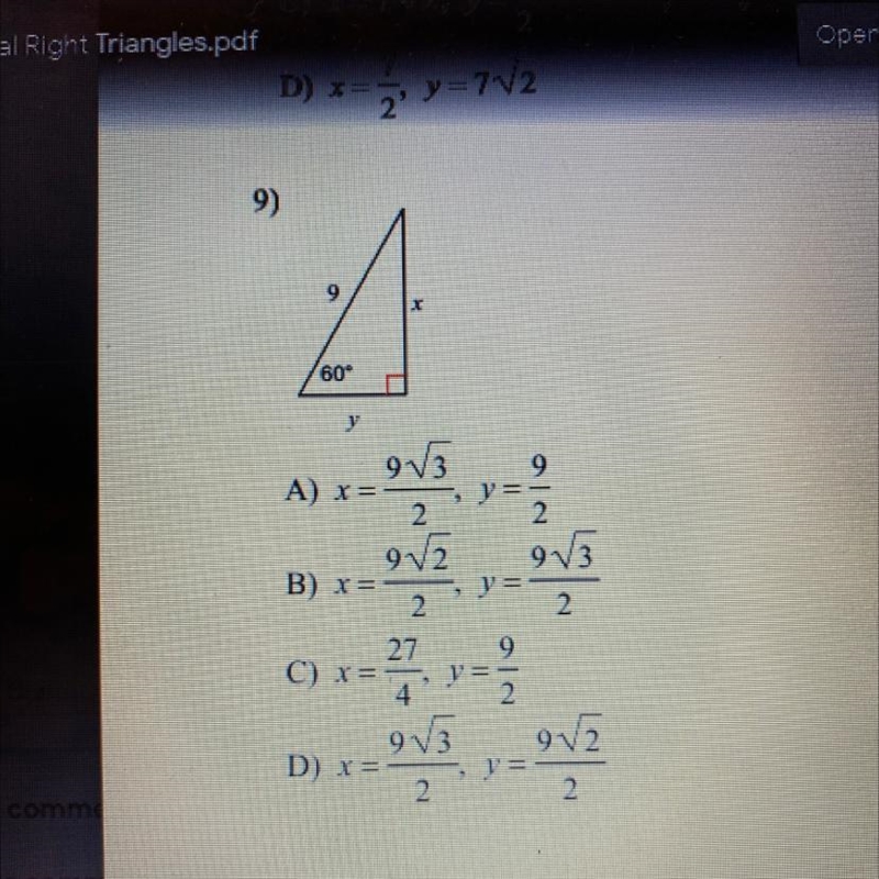 9 special right triangles-example-1