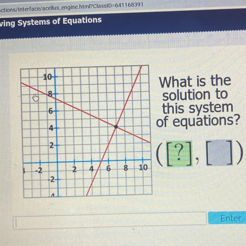 10 वाल 8 What is the solution to this system of equations? 6 4- 2+ ([?] -2 8 10 2-example-1