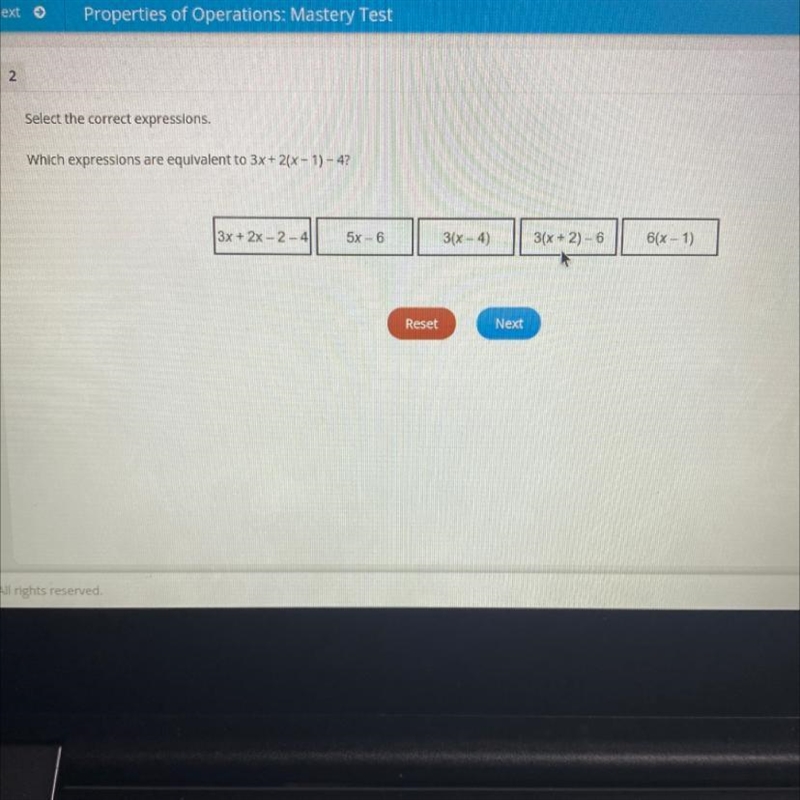 Select the correct expressions. Which expressions are equivalent to 3x + 2(x - 1) - 4? 3x-example-1