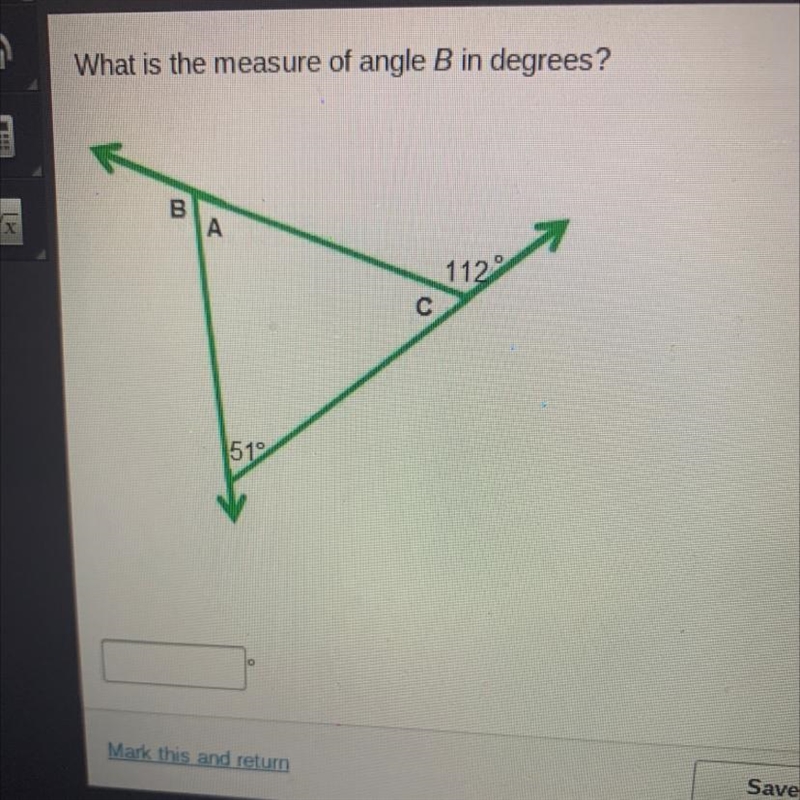 What is the measure of angle b in degrees?-example-1