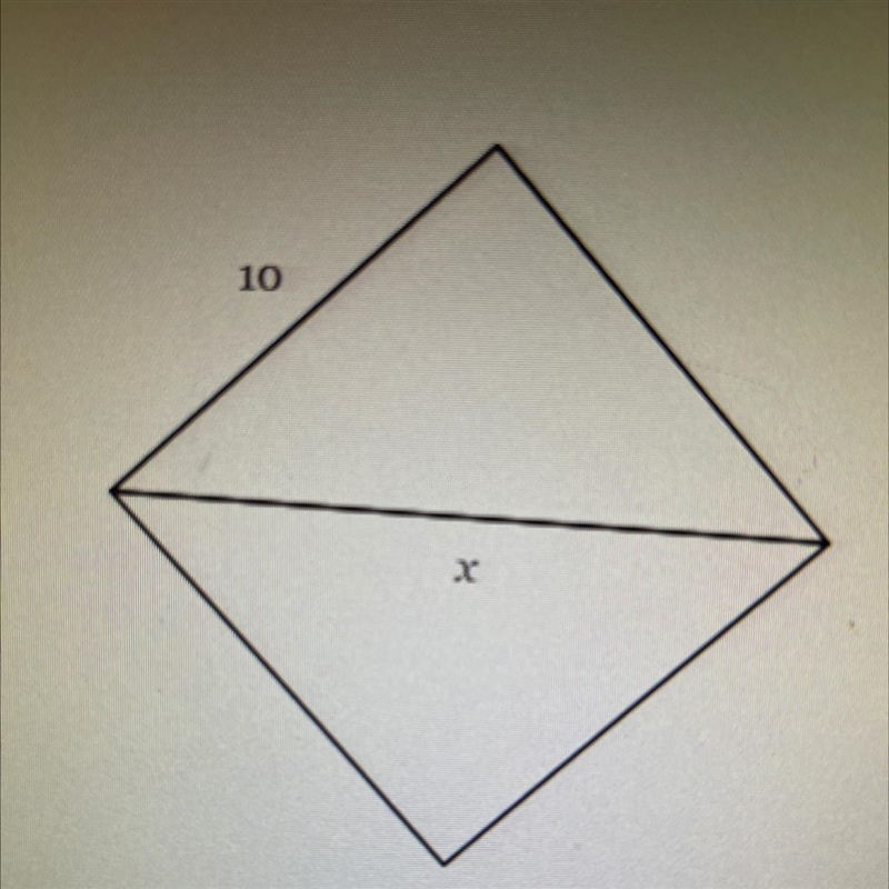 The figure is a square. Find the length of side x in simplest radical form with a-example-1