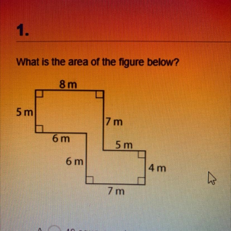 What is the area of the figure? A. 48 B. 84 C. 66 D. 72-example-1