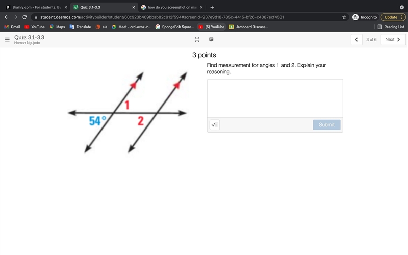 (PLEASE HELP) Find measurement for angles for 1 and 2-example-1