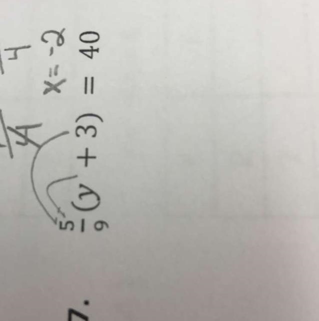 5/9 (y+3)=40 I need help to solve this it’s in algebra-example-1