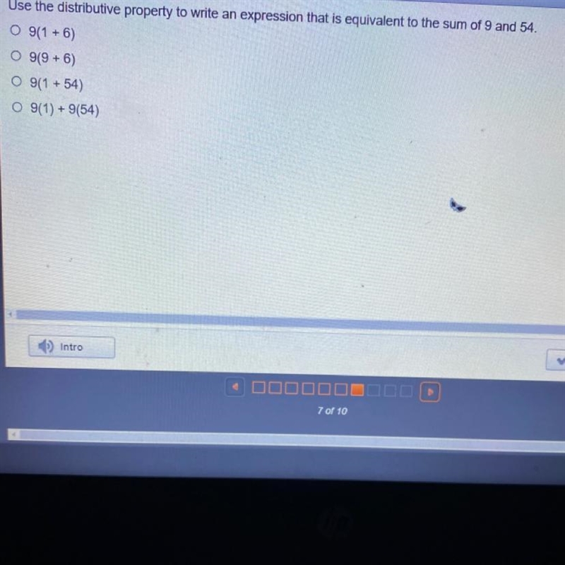 Use the distributive property to write an expression that is equivalent to the sum-example-1