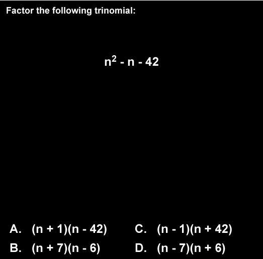 Factor the following trinomial:-example-1