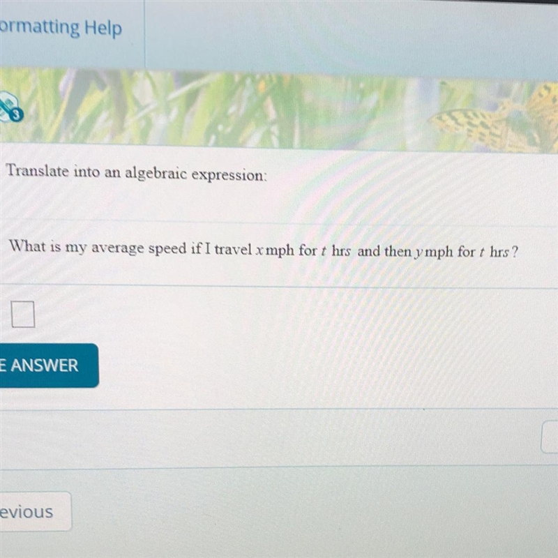 PLEASE HELP!!! PLEASE!!! What is my average speed if I travel x mph for t hrs and-example-1