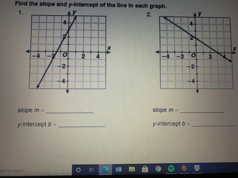 Find the slope and y-intercept of the line in each graph.-example-1