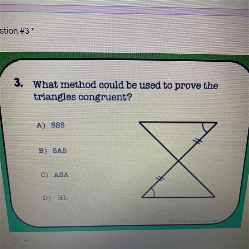 What method could be used to prove the triangle congruent?-example-1