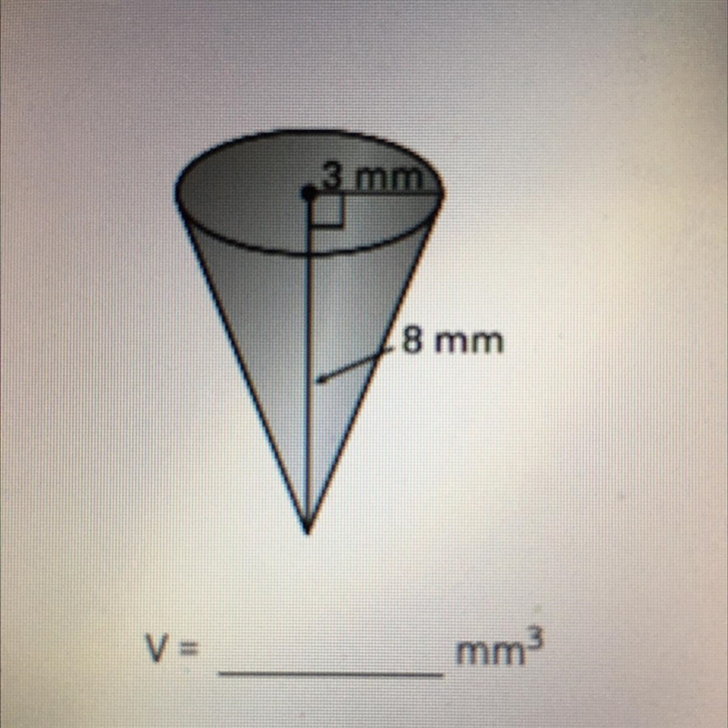 Find the volume of the cone. Round your answer to two decimal places.-example-1