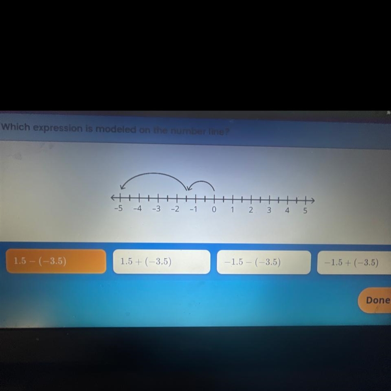 Which expression is modeled on the number line-example-1