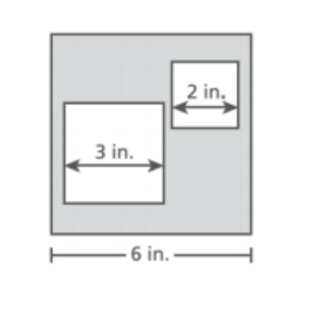 Find the area of the shaded region. Each shape is a square.-example-1