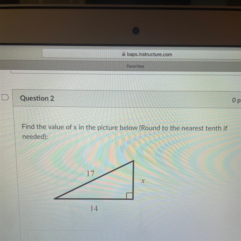 Find the value of x in the picture below. (round to nearest tenth if needed) THANK-example-1