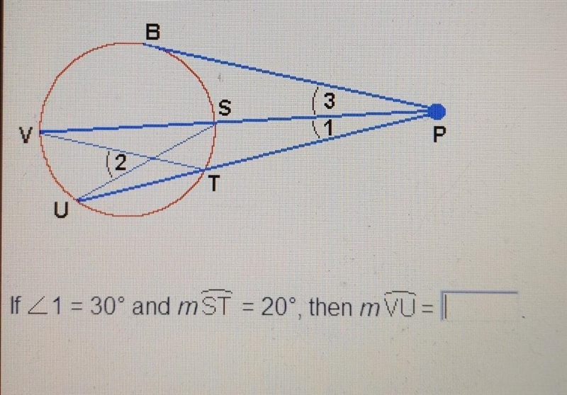 Refer to the figure to complete the following item. Given: PB tangent PV, PU secants-example-1