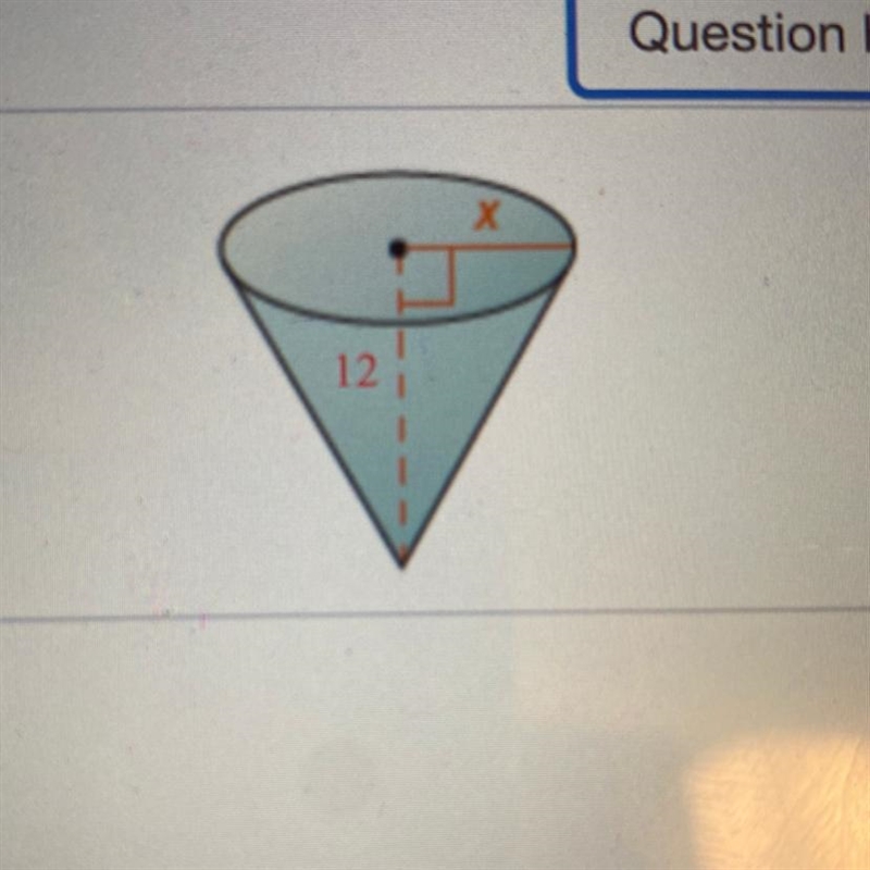 Find the variable in the figure. The diagram is not to scale. Volume=16π-example-1