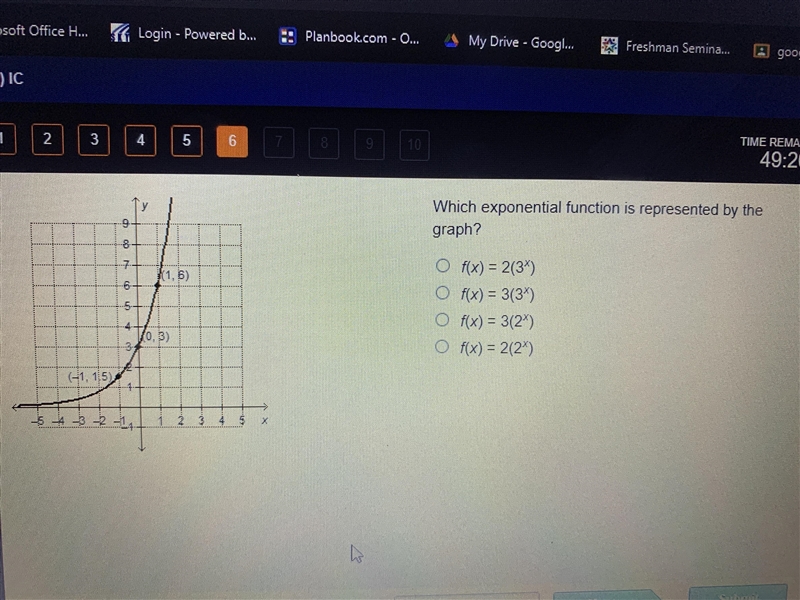 Which exponential function is represented by the graph ?-example-1