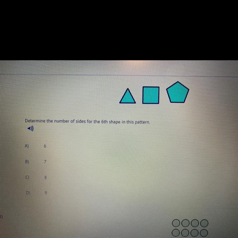 Look at picture ! Determine the number of sides for the 6th shape in this pattern-example-1