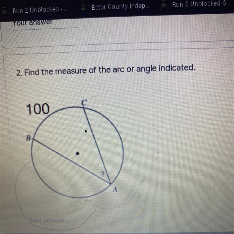 Find the measure of the arc or angle indicates-example-1