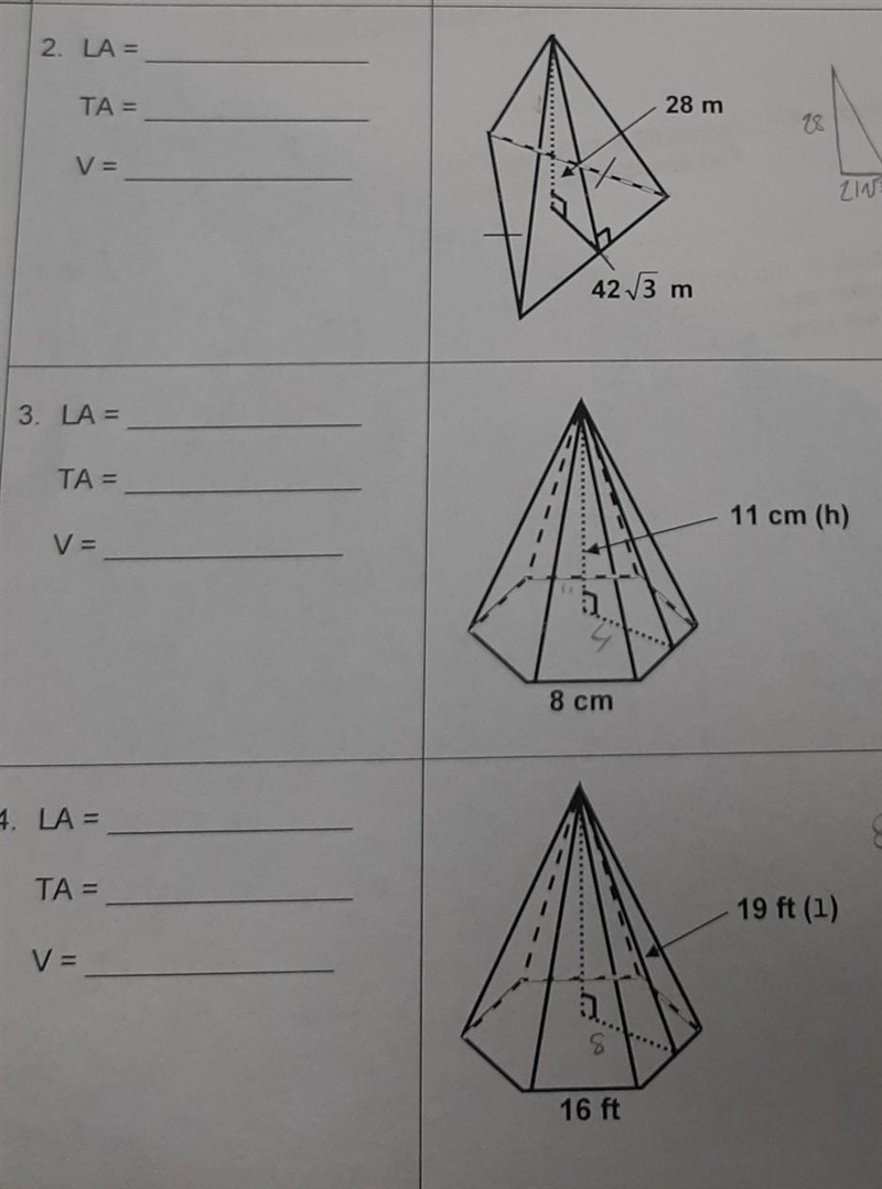 I need the lateral area, total area, and the volume. Would greatly appreciate your-example-1