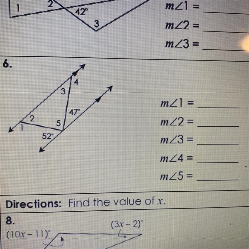 Find all missing angles. M<1 = M<2= M<3= M<4= M<5= Can somebody help-example-1