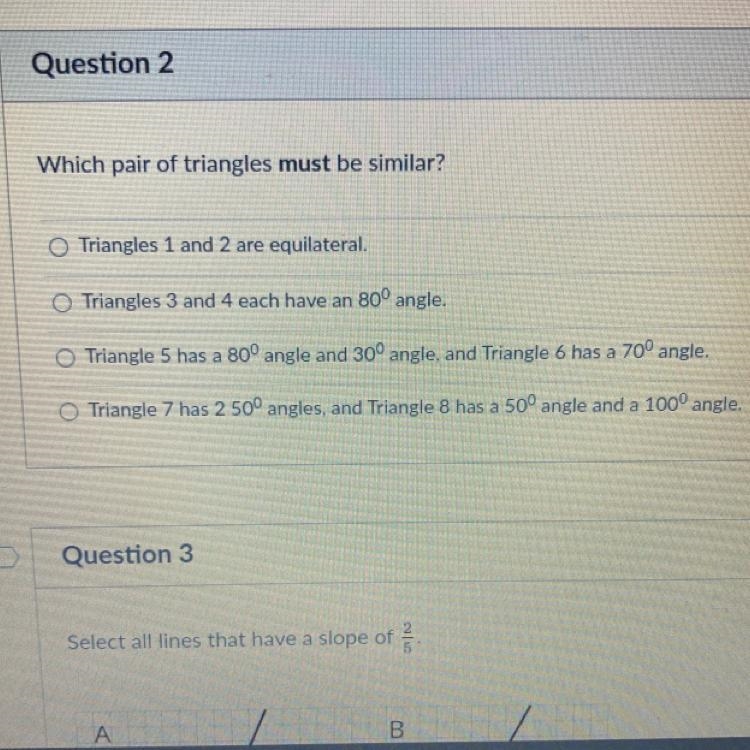 Which Paris of triangle must be similar?-example-1