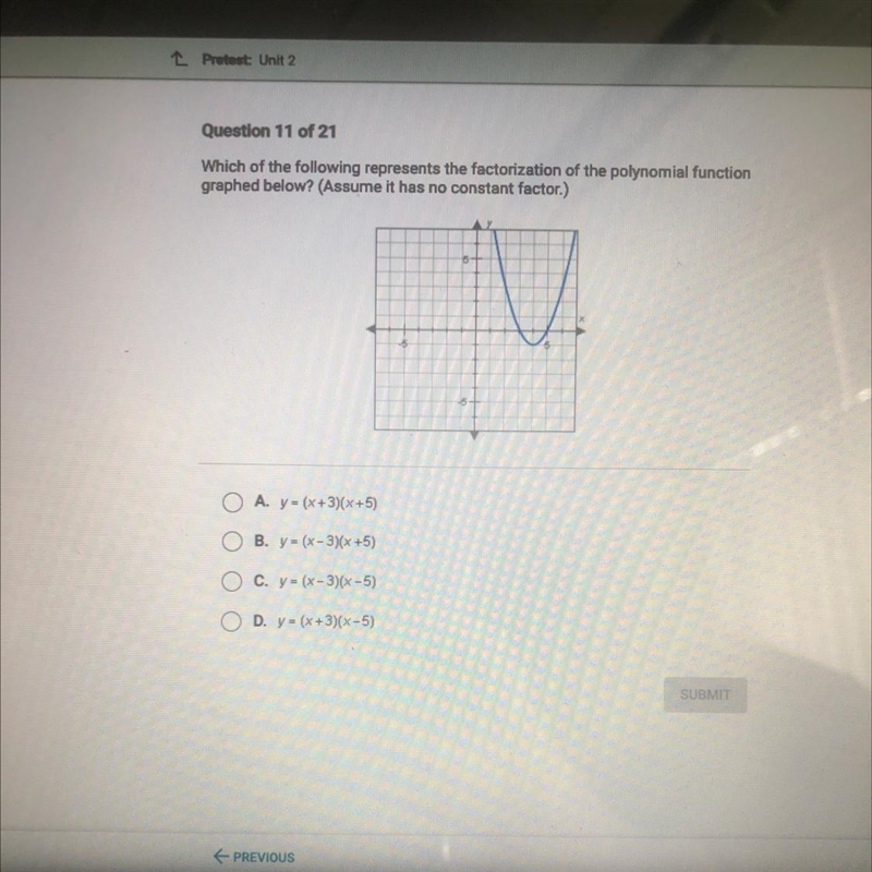 Which of the following represents the factorization of the polynomial function graphed-example-1