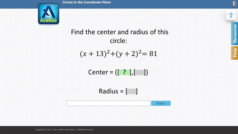 Find the center and radius of the circle-example-1