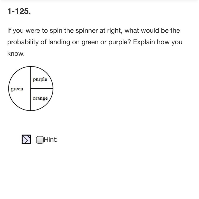 What's the probability of landing on green or purple?-example-1