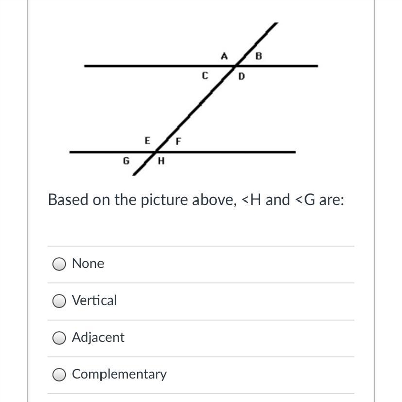 A.none B.vertical C.Adjacent D.Complementary E.Obtuse-example-1